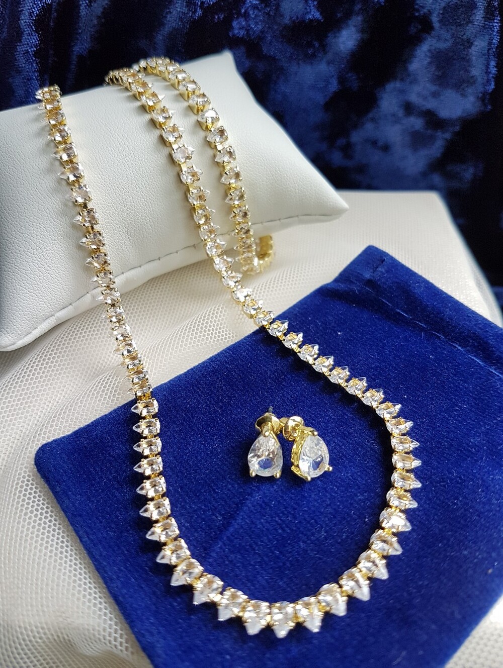 Swarovski Elements Yellow Gold Plated Teardrop Tennis Necklace NEW - Picture 16 of 16